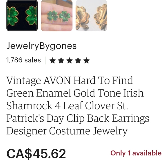 VINTAGE AVON 4 LEAF CLOVER EARRINGS - Picture 3 of 3